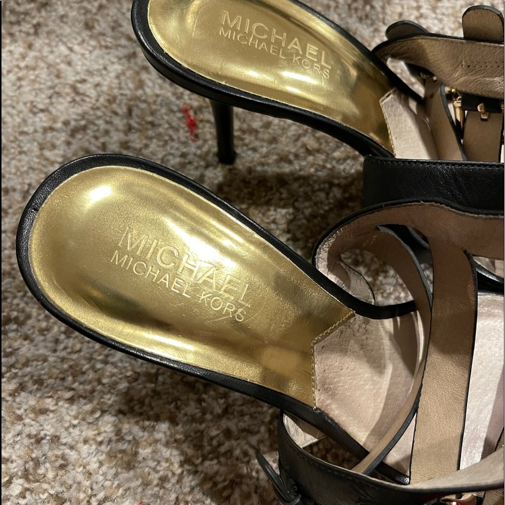 Michael Kors strappy black leather sandal